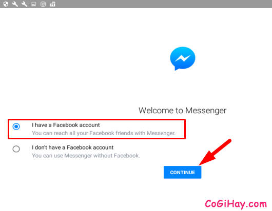 Đăng nhập vào Facebook Messenger